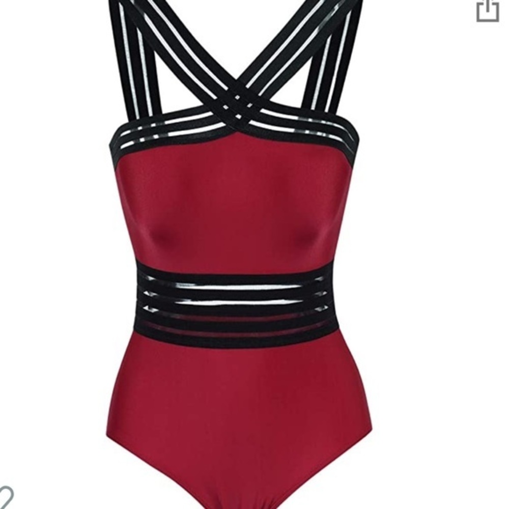 Peek a boo mesh panel one piece.  NWT
